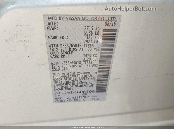 5N1DR2MM1HC606509 2017 NISSAN PATHFINDER Серебряный Вид подкапотного пространства