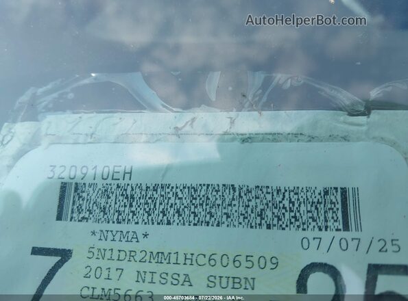 5N1DR2MM1HC606509 2017 NISSAN PATHFINDER Серебряный 
