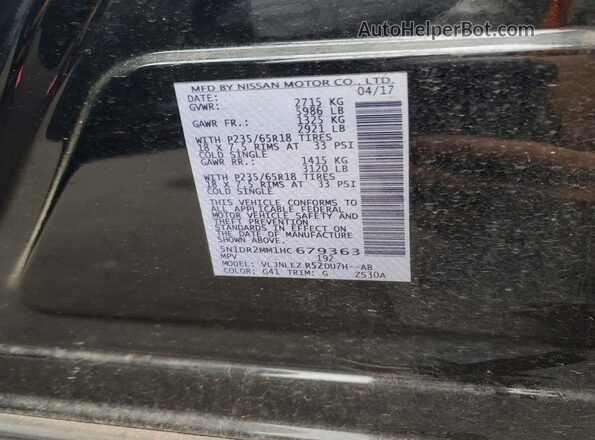 5N1DR2MM1HC679363 2017 NISSAN PATHFINDER Black Вид підкапотного простору