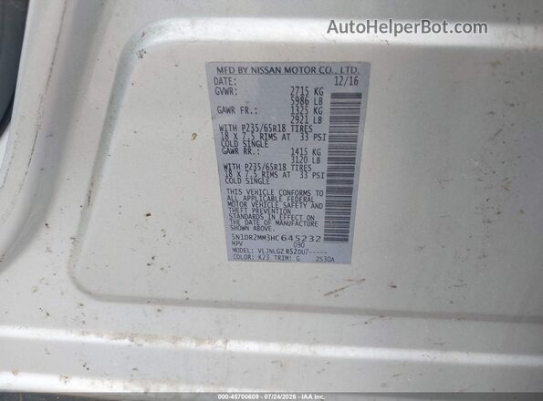 5N1DR2MM3HC645232 2017 NISSAN PATHFINDER Silver Вид підкапотного простору
