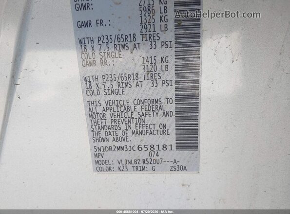 5N1DR2MM3JC658181 2018 NISSAN PATHFINDER Silver Widok komory silnika