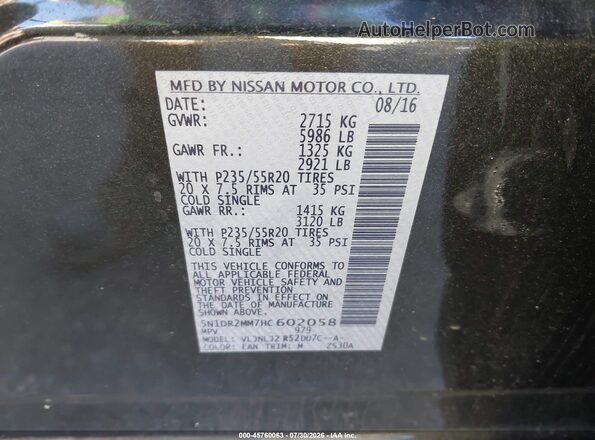5N1DR2MM7HC602058 2017 NISSAN PATHFINDER Black ძრავის განყოფილების ხედი