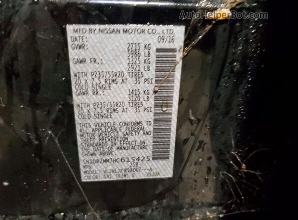 5N1DR2MM7HC615425 2017 NISSAN PATHFINDER Black Widok naklejki z numerem VIN