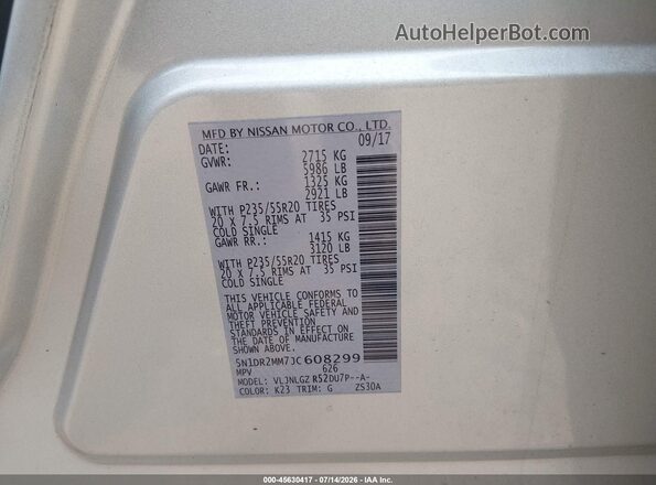 5N1DR2MM7JC608299 2018 NISSAN PATHFINDER Silver Vista del compartimento del motor