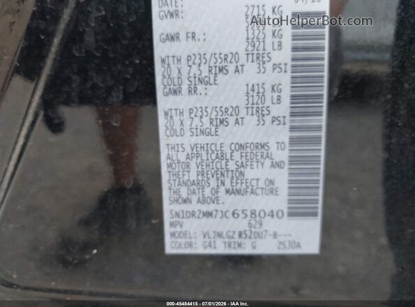 5N1DR2MM7JC658040 2018 NISSAN PATHFINDER Black Vista del compartimento del motor