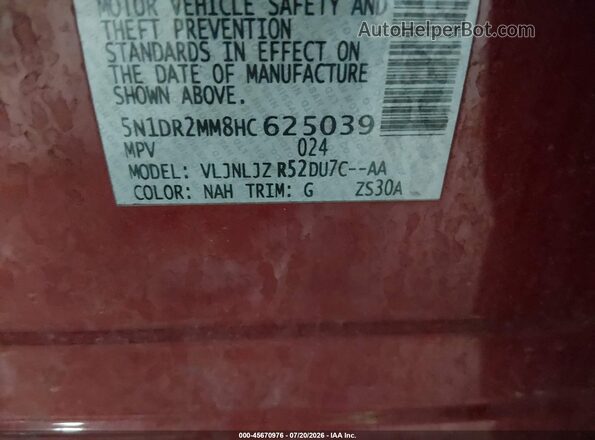 5N1DR2MM8HC625039 2017 NISSAN PATHFINDER Красный Вид подкапотного пространства