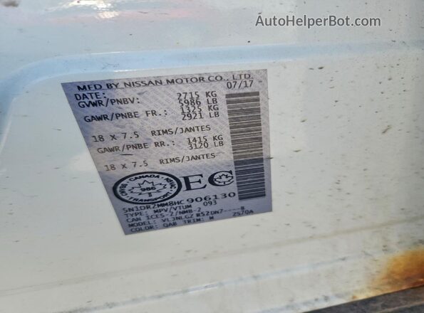 5N1DR2MM8HC906130 2017 NISSAN PATHFINDER White Շարժիչի բաժամունքի տեսք