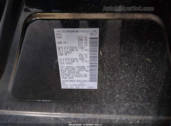5N1DR2MM8JC602463 2018 NISSAN PATHFINDER Black Widok komory silnika