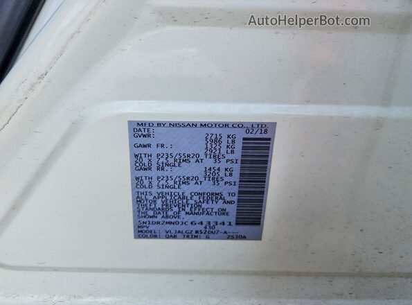 5N1DR2MN0JC643341 2018 NISSAN PATHFINDER White Շարժիչի բաժամունքի տեսք
