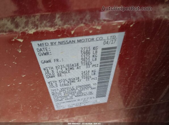 5N1DR2MN1HC677735 2017 NISSAN PATHFINDER Красный Вид подкапотного пространства