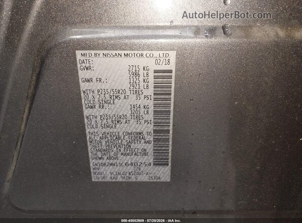 5N1DR2MN1JC640254 2018 NISSAN PATHFINDER Gray Widok komory silnika
