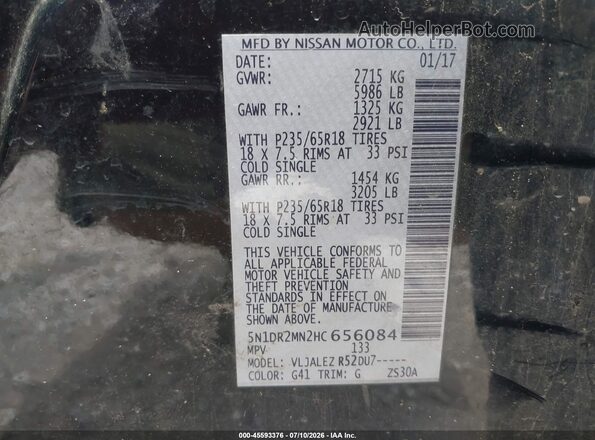 5N1DR2MN2HC656084 2017 NISSAN PATHFINDER Черный Вид подкапотного пространства