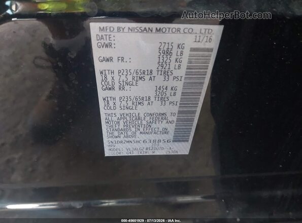 5N1DR2MN5HC638856 2017 NISSAN PATHFINDER Black Engine compartment view