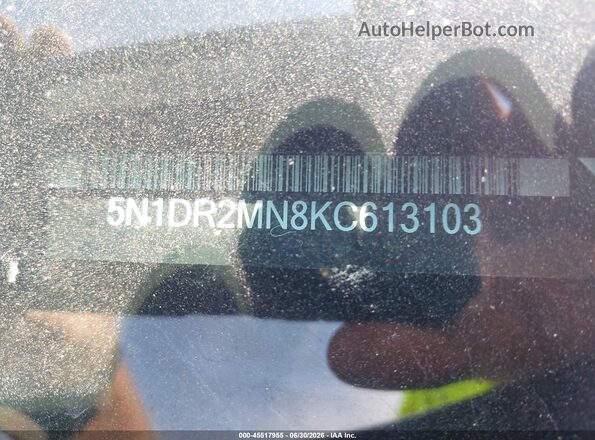 5N1DR2MN8KC613103 2019 NISSAN PATHFINDER Gray 