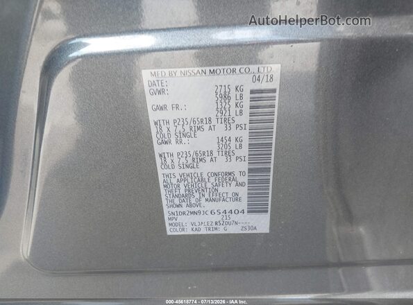 5N1DR2MN9JC654404 2018 NISSAN PATHFINDER Silver Widok komory silnika