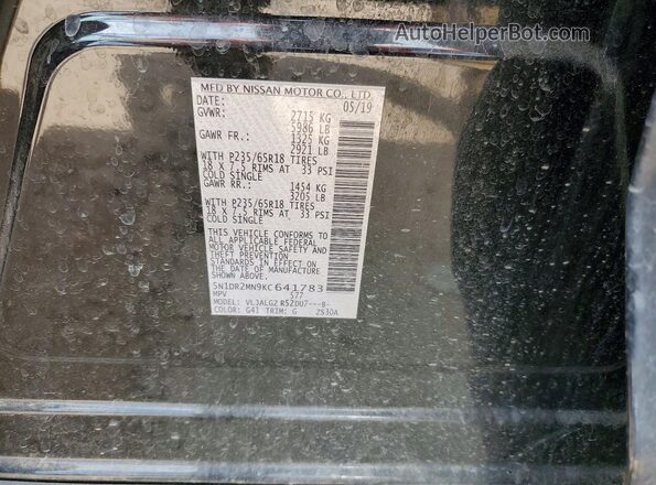 5N1DR2MN9KC641783 2019 NISSAN PATHFINDER Black ძრავის განყოფილების ხედი