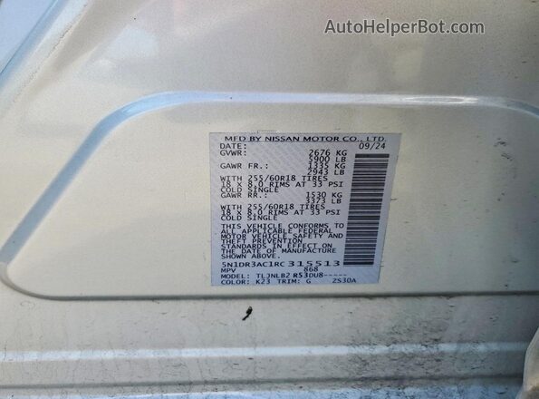 5N1DR3AC1RC315513 2024 NISSAN PATHFINDER Серебряный Вид наклейки с VIN-кодом