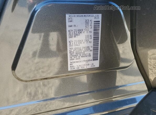 5N1DR3BA5SC294894 2025 NISSAN PATHFINDER Gray Вид наклейки з VIN-кодом