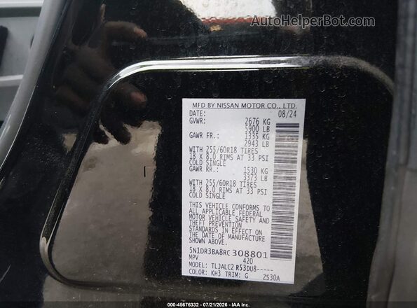 5N1DR3BA8RC308801 2024 NISSAN PATHFINDER Black ძრავის განყოფილების ხედი