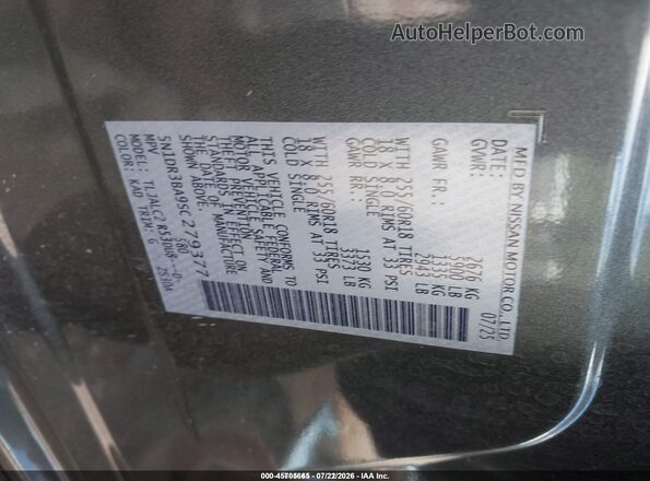 5N1DR3BA9SC279377 2025 NISSAN PATHFINDER Black Vista del compartimento del motor