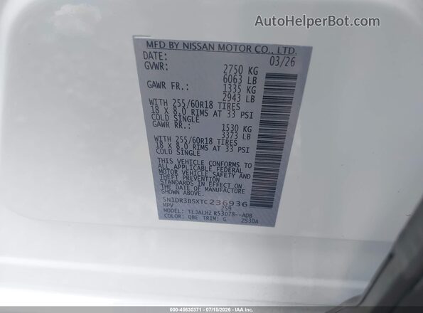 5N1DR3BSXTC236936 2026 NISSAN PATHFINDER White Engine compartment view
