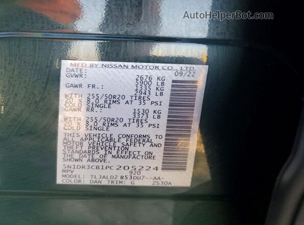 5N1DR3CB1PC205224 2023 NISSAN PATHFINDER Green Widok wnętrza 360 stopni
