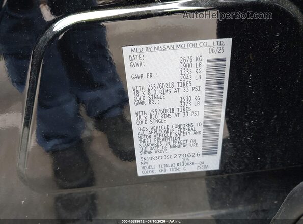 5N1DR3CC3SC270626 2025 NISSAN PATHFINDER Black Widok komory silnika