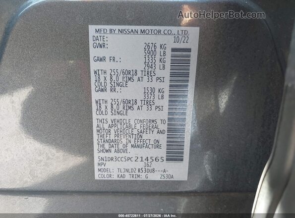 5N1DR3CC5PC214565 2023 NISSAN PATHFINDER Gray Widok komory silnika