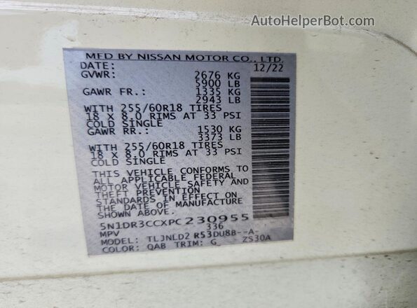 5N1DR3CCXPC230955 2023 NISSAN PATHFINDER Белый Вид подкапотного пространства
