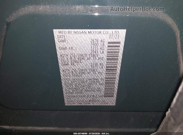 5N1DR3CD1PC278210 2023 NISSAN PATHFINDER Green ძრავის განყოფილების ხედი