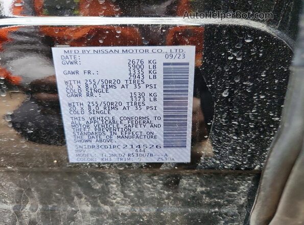 5N1DR3CD1RC214526 2024 NISSAN PATHFINDER Black Vista de la etiqueta del VIN