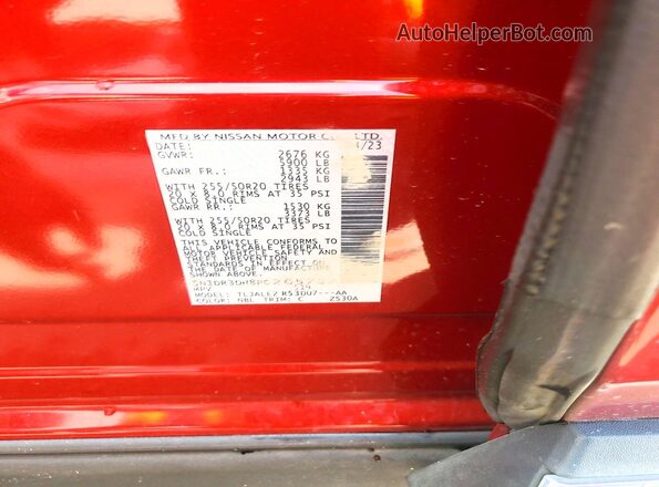 5N1DR3DH8PC265732 2023 NISSAN PATHFINDER Maroon Вид наклейки з VIN-кодом
