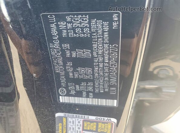 5NMJA3AE2PH267275 2023 HYUNDAI TUCSON Black VIN კოდის სტიკერის ხედი