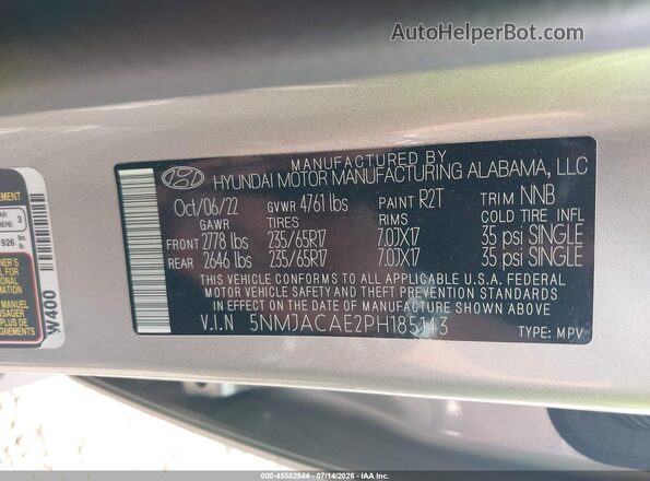 5NMJACAE2PH185143 2023 HYUNDAI TUCSON Серый Вид подкапотного пространства