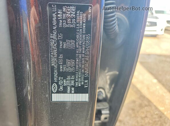 5NMJACAE3PH208185 2023 HYUNDAI TUCSON Black Vista de la etiqueta del VIN