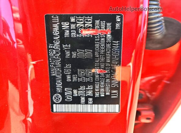 5NMJACAE4NH059444 2022 HYUNDAI TUCSON Red ძრავის განყოფილების ხედი