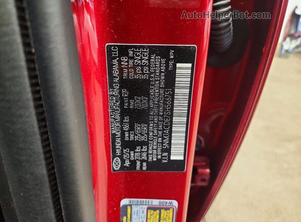5NMJACDE7SH566751 2025 HYUNDAI TUCSON Red სალონის 360-გრადუსიანი ხედი