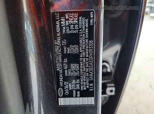 5NMJB3AE0PH193108 2023 HYUNDAI TUCSON Black VIN sticker view