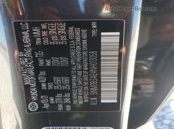 5NMJB3AE4NH013058 2022 HYUNDAI TUCSON Gray Engine compartment view