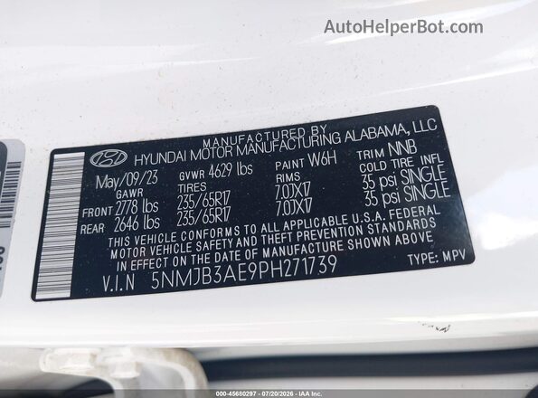 5NMJB3AE9PH271739 2023 HYUNDAI TUCSON White Engine compartment view