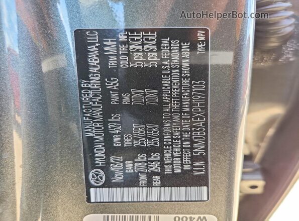 5NMJB3AEXPH197103 2023 HYUNDAI TUCSON Gray Շարժիչի բաժամունքի տեսք