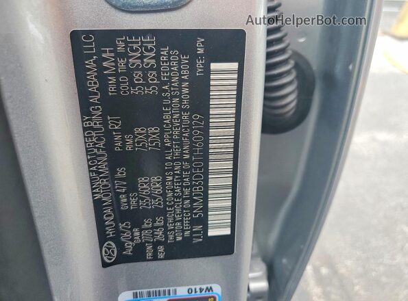 5NMJB3DE0TH609129 2026 HYUNDAI TUCSON Gray Engine compartment view