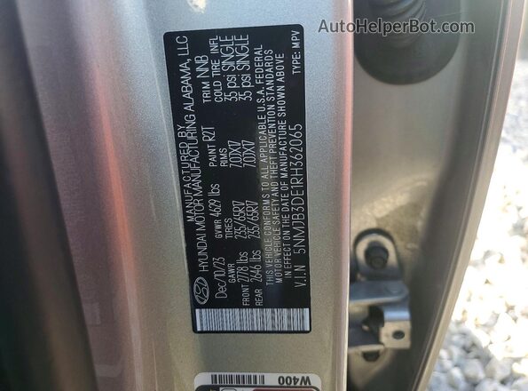 5NMJB3DE1RH362065 2024 HYUNDAI TUCSON Silver VIN կոդի պիտակի տեսք