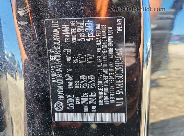 5NMJB3DE2RH340690 2024 HYUNDAI TUCSON Black VIN sticker view