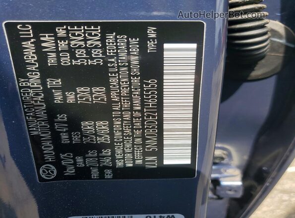 5NMJB3DE2TH655156 2026 HYUNDAI TUCSON Blue Widok komory silnika