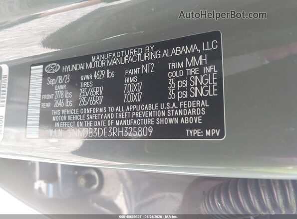 5NMJB3DE3RH325809 2024 HYUNDAI TUCSON Серый Вид подкапотного пространства