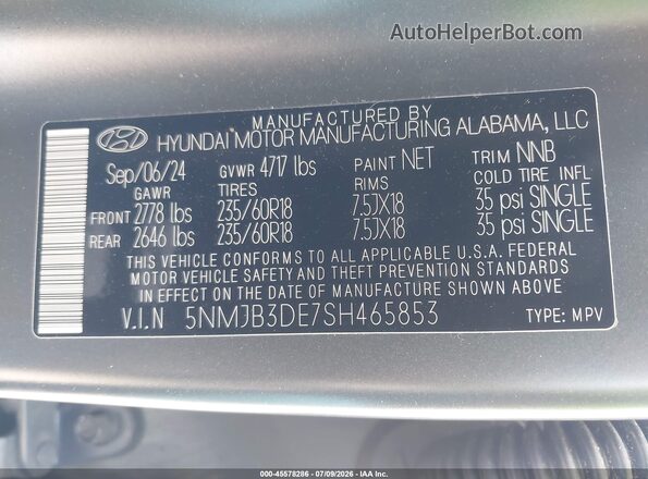 5NMJB3DE7SH465853 2025 HYUNDAI TUCSON Black Вид підкапотного простору