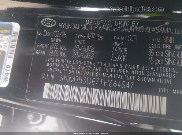 5NMJB3DE7TH664547 2026 HYUNDAI TUCSON Черный Вид подкапотного пространства