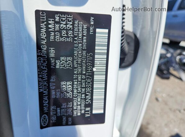 5NMJB3DE7TH697175 2026 HYUNDAI TUCSON White Панорамний вид салону 360°