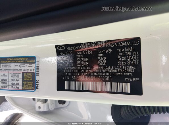 5NMJB3DE8TH652388 2026 HYUNDAI TUCSON White Engine compartment view